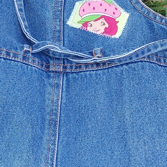 Handmade Strawberry Shortcake embellished denim overalls - Picture 4 of 4